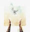 Peace conceptual painting with human hands stretched up towards a flying white pigeon. Stop war, harmony and pacification concept