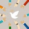 Peace conflict resolution symbol of international effort together to fly white pigeon