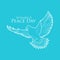 Peace Day concept with white pigeon or dove line art, greeting card for international holiday, love, hope and freedom