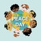 Peace day.Earth globe,children of various nation