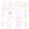 Peace doodle isolated icon vector. Peaceful hand drawn sketch clipart. Hand gesture V sign for victory Symbol heart hand