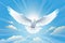 peace dove in blue sky AI generated