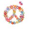 Peace flower symbol with colorful funny flowers