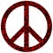 Peace, Freedom symbol in red with black tribal symbol on white background