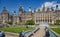 Peace Gardens with the Sheffield Town Hall on the background. Sheffield. England