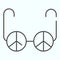Peace Glasses thin line icon. Glasses with peace symbol vector illustration isolated on white. Hippie glasses outline