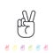 Peace hand gesture line icon