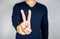 Peace hand gesture sign, two finger hand,