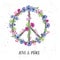 Peace Hippie Symbol with Flower on the white Background.