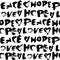 Peace, Hope, Love with Heart Dry Brush Modern Lettering Seamless Pattern