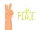Peace human hand on white background. Peaceful gesture.