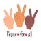 Peace with Human Hands Showing V Sign as Symbol of Friendship and Harmony Vector Illustration