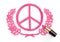 Peace icon with olive branch pattern drawing by Lipstick pink color, Pray for peaceful and Stop war concept design illustration
