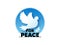 For peace icon with pigeon. International peace day sign. No war, world freedom emblem. Vector