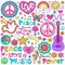 Peace Love and Music Notebook Doodles Vector Set