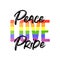 Peace love pride banner. Gay LGBTQ rainbow flag banner