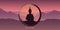 Peace of mind meditation concept buddha silhouette with mountain background