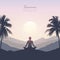 peace of mind meditation concept silhouette with mountain palm background