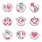 Peace outline pink icons love world freedom international free care hope symbols vector illustration