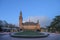 Peace Palace, Vredespaleis, under a pure gradient blue sky, seat of the International Court of Justice,