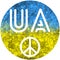 Peace sign on the background of yellow and blue colors Ukraine