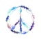 Peace sign - bird feathers. Vintage watercolor