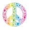 Peace sign consists of rainbow bubbles drops.