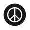 Peace sign icon flat black round button vector illustration