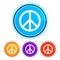 Peace sign icon flat design round buttons set illustration design