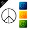 Peace sign icon isolated. Hippie symbol of peace. Set icons colorful square buttons