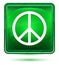 Peace sign icon neon light green square button