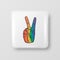 Peace Sign with LGBT Flag. Button Pin Badge for Pride Month Celebrate Concept. Lgbt Rainbow Colored Hand. Transgender