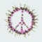 Peace sign Pacific-a symbol of peace, disarmament and anti-war movement, lined with delicate pink flowers