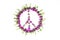 Peace sign Pacific-a symbol of peace, lined with delicate pink flowers blossomed Thistle.