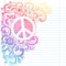 Peace Sign Sketchy Doodles Back to School Vector I