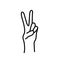 Peace sign. Victory sign. Hand gesture The V symbol of peace. Korean finger symbol for victory. Vector