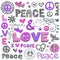 Peace Signs & Love Sketchy Doodles Vector