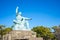 Peace Statue landmark of Nagasaki Peace Park in Nagasaki, Japan