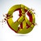 Peace Symbol breaking to pieces vector 3d realistic illustration