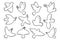 Peace symbol dove contour outline set flying bird pigeon olive branch humanity emblem no war logo
