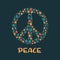 Peace symbol floral hippy design