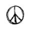 Peace symbol, hand drawn grunge Hippie or pacifist sign, vector illustration isolated on white background