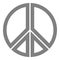 Peace symbol icon - medium gray simple, segmented outlined shapes, isolated - vector