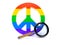 Peace symbol with magnifying glass