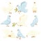 Peace symbol white dove or pigeon isolated animal vector olive branch flying bird wings flight plumage plant twig purity