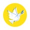 Peace for Ukraine concept sketch in form of sticker, Ukrainian with dove of peace, Ukrainian national colors - yellow