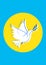 Peace for Ukraine concept sketch in form of sticker, Ukrainian with dove of peace, Ukrainian national colors - yellow
