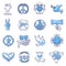 Peace vector peaceful symbol of love and peacefulness or peacekeeping signs illustration set of peaceable icons with