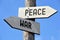 Peace and war - wooden signpost