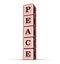 Peace Word Sign. Vertical Stack of Rose Gold Metallic Toy Blocks